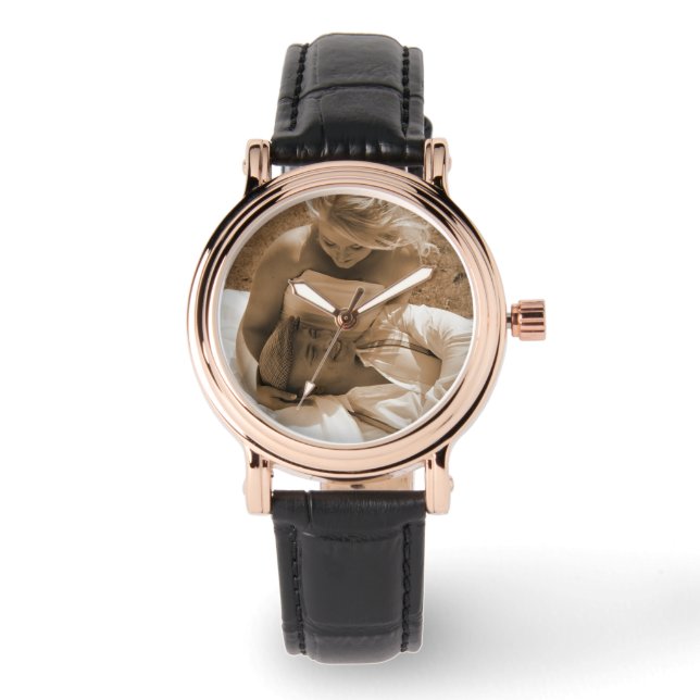Personalisiertes Foto Armbanduhr für Hochzeitsgesc (Vorderseite)