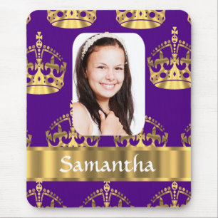 personalisiertes Foto aus lila und Goldkronen Mousepad