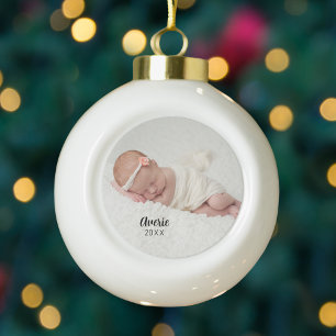 Personalisiertes Foto Baby 1. Weihnachten Keramik Kugel-Ornament
