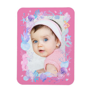 Personalisiertes Foto Baby Girl Under Sea Pink Magnet