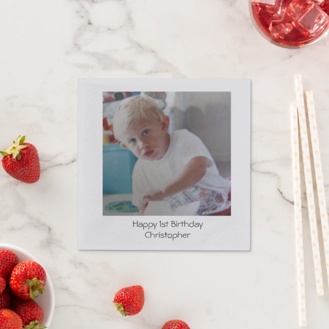 Personalisiertes Foto Baby Kinder 1. Geburtstag Serviette (Beispiel)