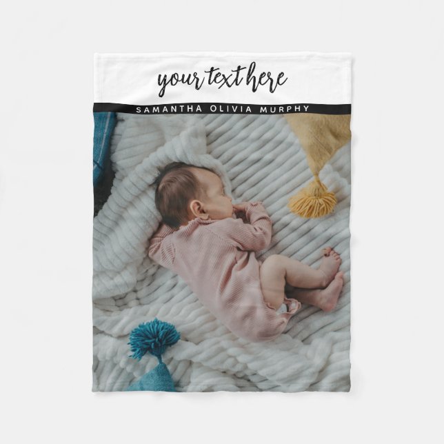 Personalisiertes Foto Baby Liebe & Name Erinnerung Fleecedecke (Vorderseite)
