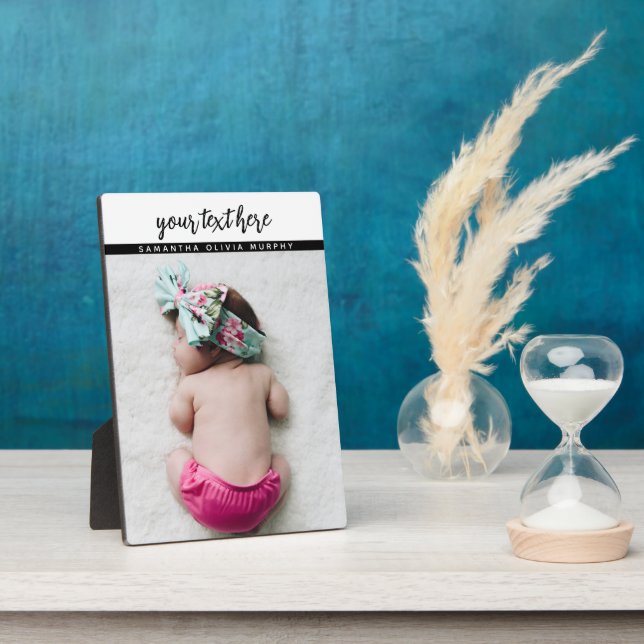 Personalisiertes Foto Baby Liebe & Name Erinnerung Fotoplatte (Seite)