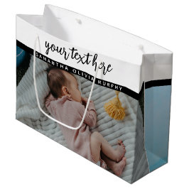 Personalisiertes Foto Baby Liebe & Name Erinnerung Große Geschenktüte