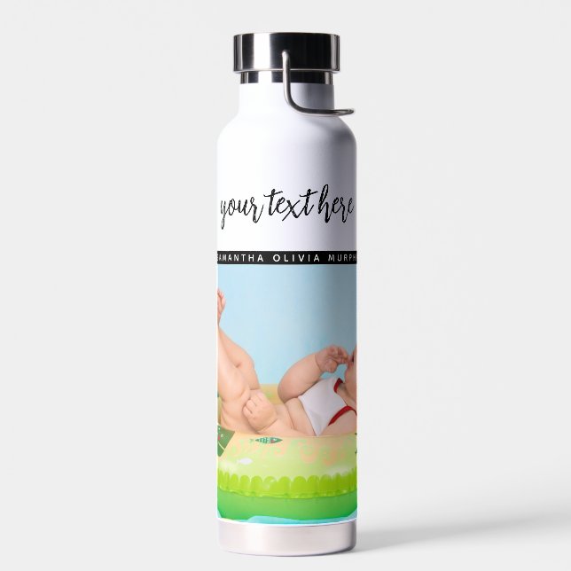 Personalisiertes Foto Baby Liebe & Name Erinnerung Trinkflasche (Links)