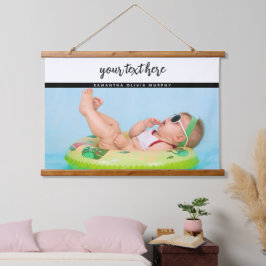 Personalisiertes Foto Baby Liebe & Name Erinnerung Wandteppich Mit Holzrahmen