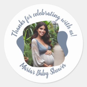 Personalisiertes Foto-Baby-Shower-Dank-Skript Runder Aufkleber
