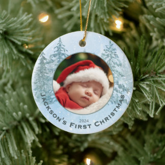 Personalisiertes Foto Baby's First Christmas Keramik Ornament