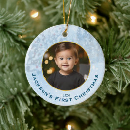 Personalisiertes Foto Baby's First Christmas Keramik Ornament