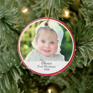 Personalisiertes Foto Baby's First Christmas Keramik Ornament
