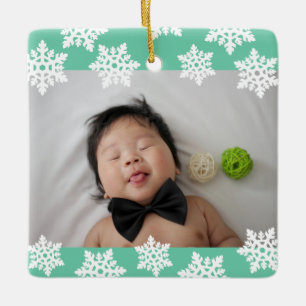 Personalisiertes Foto Baby's First Christmas Keramikornament