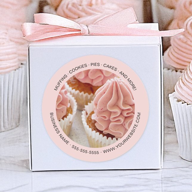 Personalisiertes Foto Bäckerei Runder Aufkleber (Personalized Photo Bakery Classic Round Sticker by MINTIC DESIGN STUDIO)