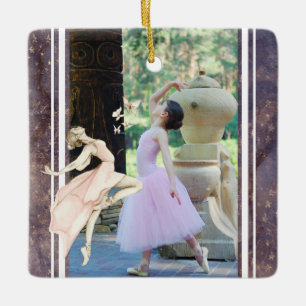 Personalisiertes Foto Ballerina, Schmetterling Wei Keramikornament