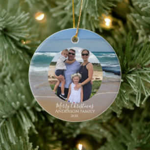 Personalisiertes Foto Beach Ocean Weihnachtskarte Keramik Ornament