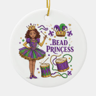 Personalisiertes Foto Bead Princess - Mardi Gras Keramik Ornament