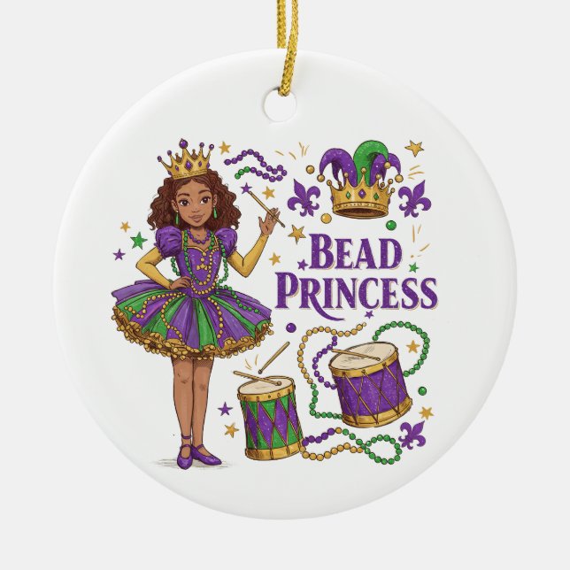 Personalisiertes Foto Bead Princess - Mardi Gras Keramik Ornament (Vorne)