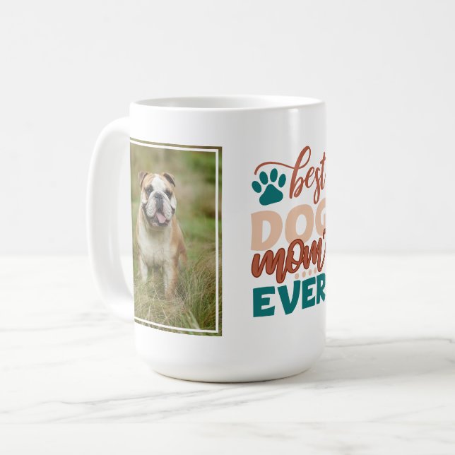 Personalisiertes Foto Beste Hunde Mama je Kaffeetasse (Vorderseite Links)