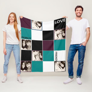 Personalisiertes FOTO Blanket Eggplant Türkis Fleecedecke