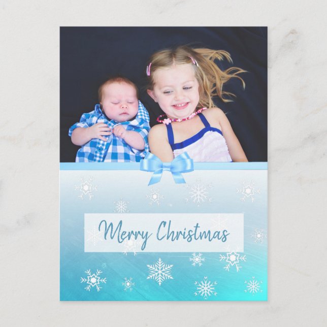 Personalisiertes Foto Blue Snowflakes Weihnachten (Vorderseite)