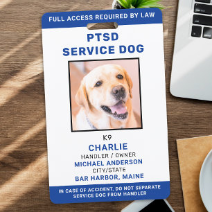 Personalisiertes Foto Blue White PTSD Service Dog  Ausweis