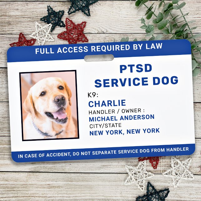 Personalisiertes Foto Blue White PTSD Service Dog  Ausweis (Von Creator hochgeladen)
