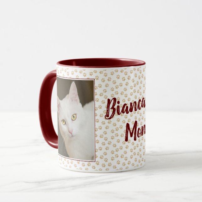 Personalisiertes Foto Cat Mama Tasse braun mit Paw (Vorderseite Links)