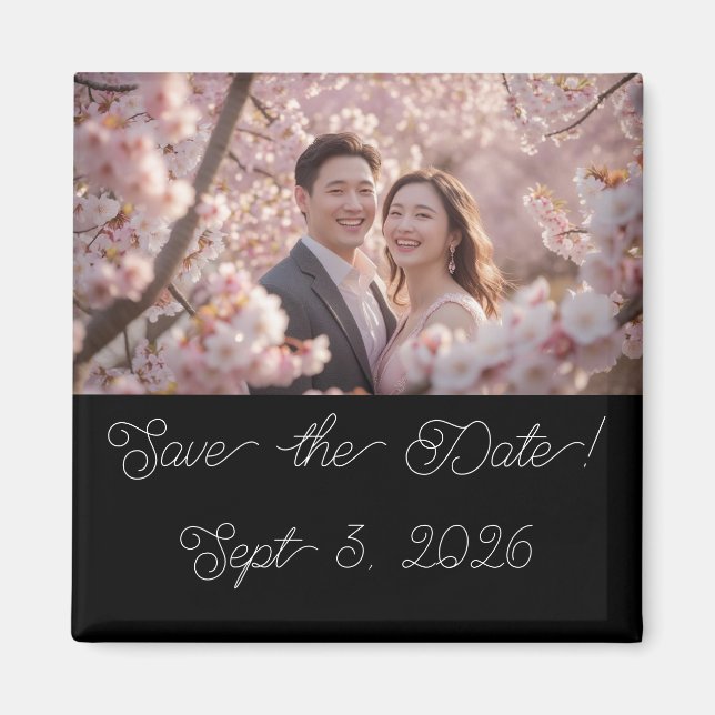 Personalisiertes Foto Cherry Blossom Save the Date Magnet (Vorne)