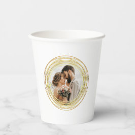 Personalisiertes Foto Chic White Gold Wedding Mini Pappbecher