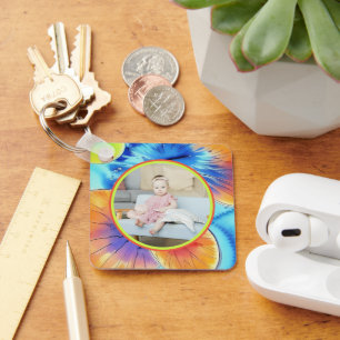 Personalisiertes Foto Citrus Wasserfarbmuster Schlüsselanhänger