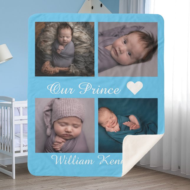 Personalisiertes Foto Collage Baby name Monogramm  Sherpadecke (Von Creator hochgeladen)