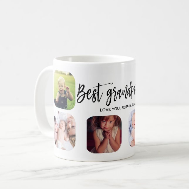 Personalisiertes Foto Collage Bestes Opa-Geschenk Kaffeetasse (Vorderseite Links)