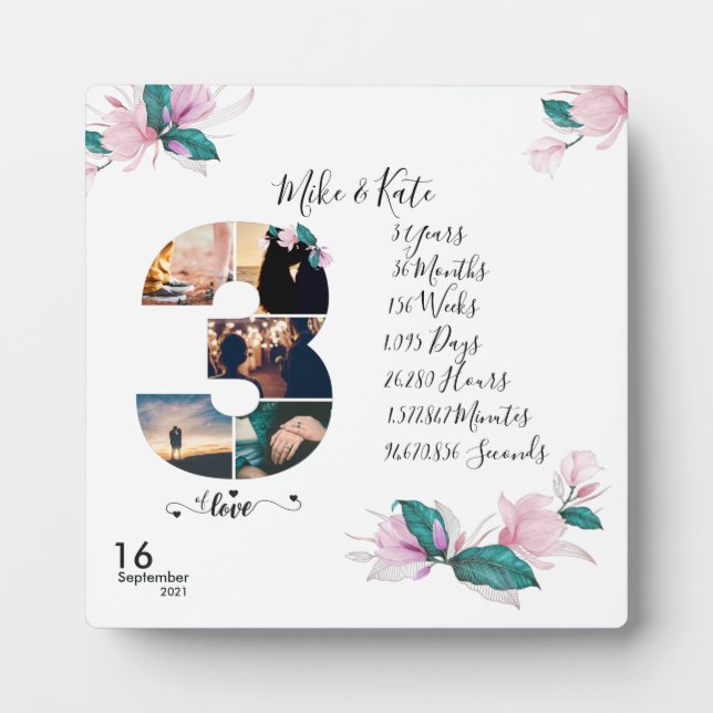 Personalisiertes Foto Collage Liebe Script Couple Fotoplatte (Vorderseite)