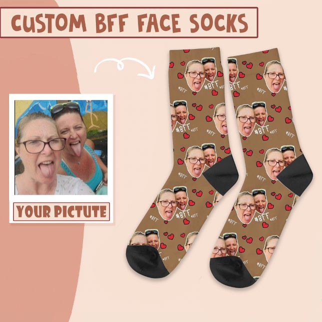 Personalisiertes Foto der besten Freunde - Braun Socken (Von Creator hochgeladen)