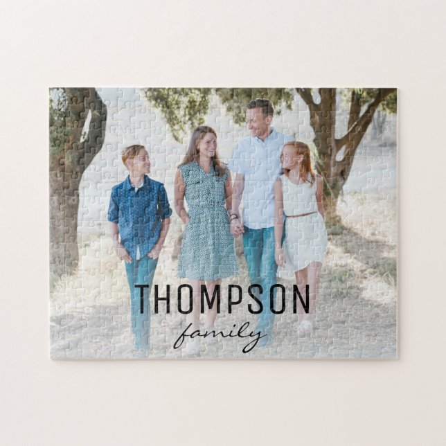 Personalisiertes Foto der Familie und Name Puzzle (Horizontal)