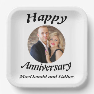 Personalisiertes Foto des Happy Anniversary Pappteller