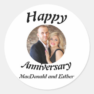 Personalisiertes Foto des Happy Anniversary Runder Aufkleber