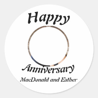 Personalisiertes Foto des Happy Anniversary Runder Aufkleber