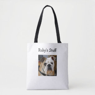 Personalisiertes Foto des Hundes und Name Tote Bag