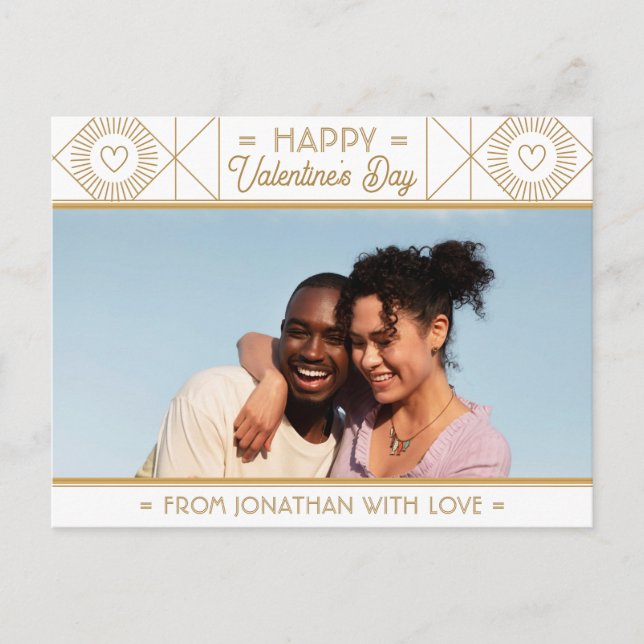 Personalisiertes Foto des "White & Gold Valentine  Postkarte (Vorderseite)