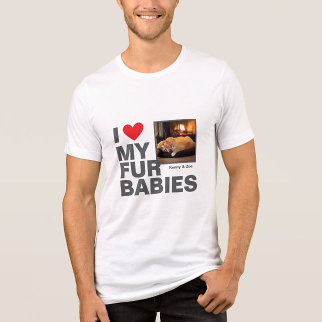 Personalisiertes Foto-Design "Ich ❤️ meine Pelzbab Tri-Blend Shirt (Vorderseite)