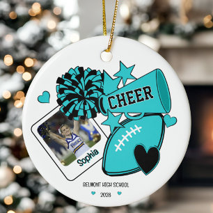 Personalisiertes Foto einer Cheerleaderin der Ober Keramik Ornament