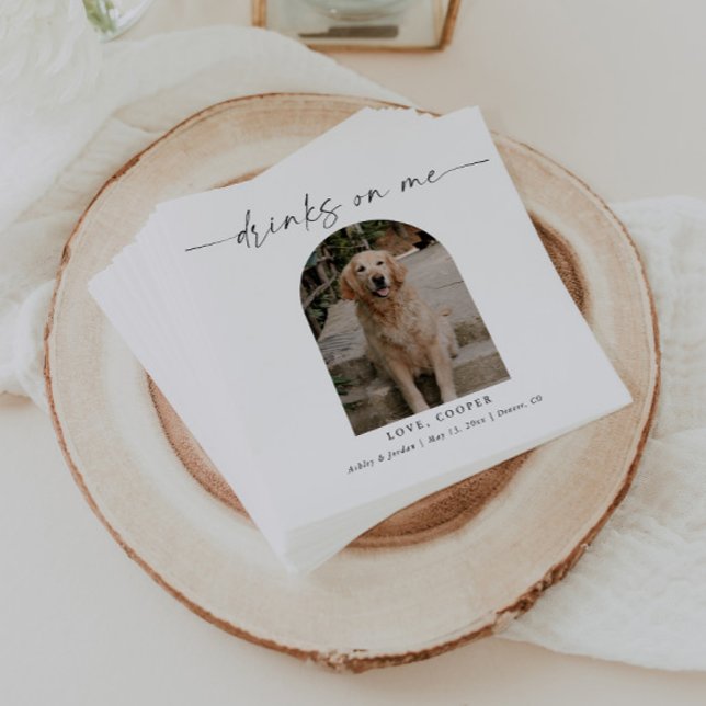 Personalisiertes Foto Elegante Hochzeit von Hunden Serviette (Von Creator hochgeladen)