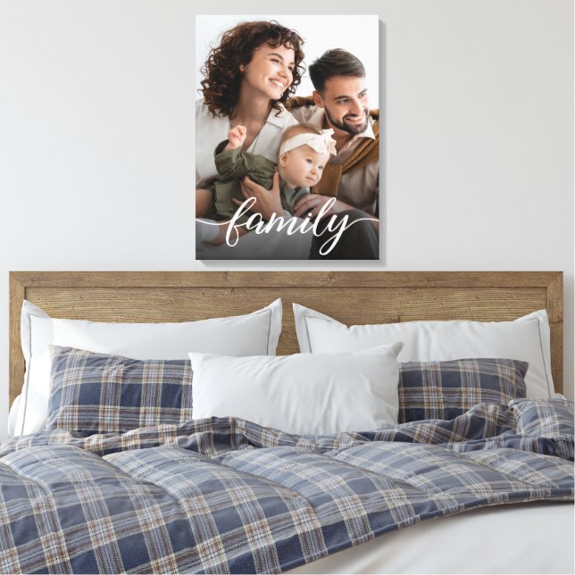 Personalisiertes Foto Elegantes Familienskript Leinwanddruck (Insitu (Schlafzimmer))