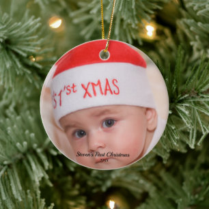 Personalisiertes Foto Erstes Weihnachtsfest Keramik Ornament