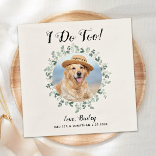 Personalisiertes Foto Eukalyptus Pet Hunde Hochzei Serviette