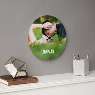 Personalisiertes Foto, Firmenname Große Wanduhr