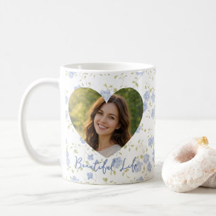 Personalisiertes Foto – Florales Herzdesign, weich Kaffeetasse