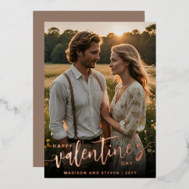 Personalisiertes Foto Frohes Valentinstag Elegante Folien Feiertagskarte