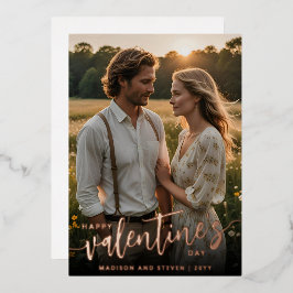 Personalisiertes Foto Frohes Valentinstag Elegante Folien Feiertagskarte