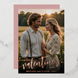 Personalisiertes Foto Frohes Valentinstag Elegante Folien Feiertagskarte